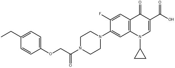 3-Quinolinecarboxylic acid, 1-cyclopropyl-7-[4-[2-(4-ethylphenoxy)acetyl]-1-piperazinyl]-6-fluoro-1,4-dihydro-4-oxo- Struktur