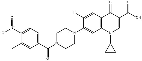 3-Quinolinecarboxylic acid, 1-cyclopropyl-6-fluoro-1,4-dihydro-7-[4-(3-Methyl-4-nitrobenzoyl)-1-piperazinyl]-4-oxo- Struktur