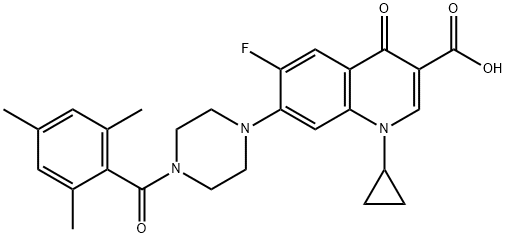 3-Quinolinecarboxylic acid, 1-cyclopropyl-6-fluoro-1,4-dihydro-4-oxo-7-[4-(2,4,6-triMethylbenzoyl)-1-piperazinyl]- Struktur