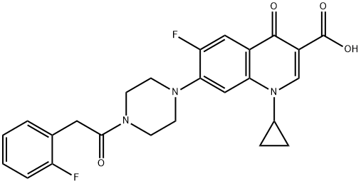 3-Quinolinecarboxylic acid, 1-cyclopropyl-6-fluoro-7-[4-[2-(2-fluorophenyl)acetyl]-1-piperazinyl]-1,4-dihydro-4-oxo- Struktur