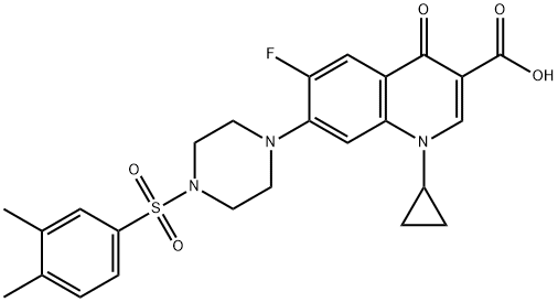 3-Quinolinecarboxylic acid, 1-cyclopropyl-7-[4-[(3,4-diMethylphenyl)sulfonyl]-1-piperazinyl]-6-fluoro-1,4-dihydro-4-oxo- Struktur