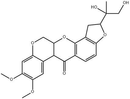 1,2,12,12a-Tetrahydro-2-(1,2-dihydroxy-1-methylethyl)-8,9-dimethoxy[1]benzopyrano[3,4-b]furo[2,3-h][1]benzopyran-6(6aH)-one Struktur