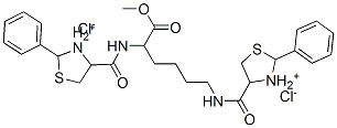 methyl 2,6-bis[(2-phenyl1-thia-3-azoniacyclopentane-4-carbonyl)amino]h exanoate dichloride Struktur