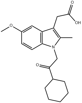 1-(2-Cyclohexyl-2-oxoethyl)-5-methoxy-2-methyl-1H-indole-3-acetic acid Struktur