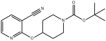 4-(3-Cyano-pyridin-2-yloxy)-piperidine-1-carboxylic acid tert-butyl ester, 98+% C16H21N3O3, MW: 303.36 Struktur