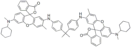 2,2-Bis[4-[6'-(N-cyclohexyl-N-methylamino)-3'-methylspiro[phthalide-3,9'-[9H]xanthen]-2'-ylamino]phenyl]propane Struktur