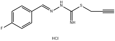 {(Z)-2-[(E)-(4-fluorophenyl)methylidene]hydrazono}(2-propynylsulfanyl)methanaminium chloride Struktur