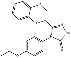 2,4-Dihydro-4-(4-ethoxyphenyl)-5-((2-methoxyphenoxy)methyl)-3H-1,2,4-t riazole-3-thione Struktur