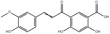 2,4-dihydroxy-5-[(E)-3-(4-hydroxy-3-methoxy-phenyl)prop-2-enoyl]benzoic acid Struktur