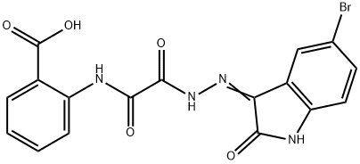 2-[[[(5-bromo-2-oxo-indol-3-yl)amino]carbamoylformyl]amino]benzoic acid Struktur