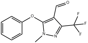 1-Methyl-5-phenoxy-3-(trifluoromethyl)-1H-pyrazole-4-carboxaldehyde 97% Struktur