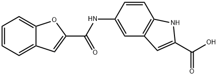 5-[(BENZOFURAN-2-YLCARBONYL)AMINO]INDOLE-2-CARBOXYLIC ACID Struktur