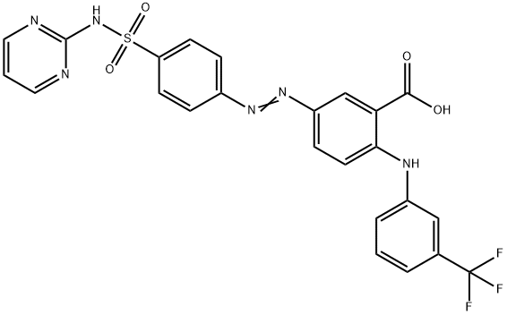 Benzoic  acid,  5-[[4-[(2-pyrimidinylamino)sulfonyl]phenyl]azo]-2-[[3-(trifluoromethyl)phenyl]amino]-  (9CI) Struktur