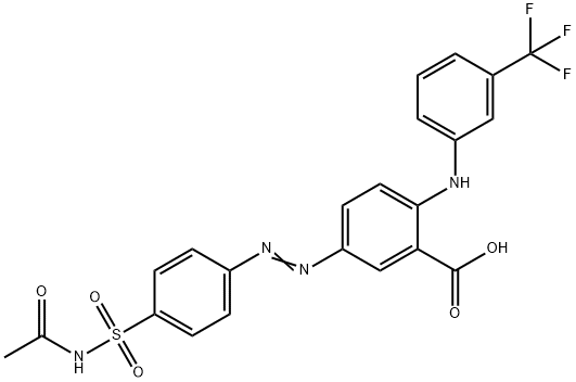 Benzoic  acid,  5-[[4-[(acetylamino)sulfonyl]phenyl]azo]-2-[[3-(trifluoromethyl)phenyl]amino]-  (9CI) Struktur