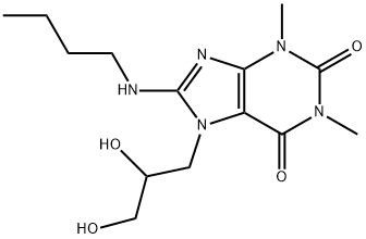 7-(2,3-Dihydroxypropyl)-8-butylaminotheophylline Struktur