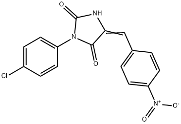 (5Z)-3-(4-chlorophenyl)-5-[(4-nitrophenyl)methylidene]imidazolidine-2, 4-dione Struktur