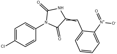 (5Z)-3-(4-chlorophenyl)-5-[(2-nitrophenyl)methylidene]imidazolidine-2, 4-dione Struktur