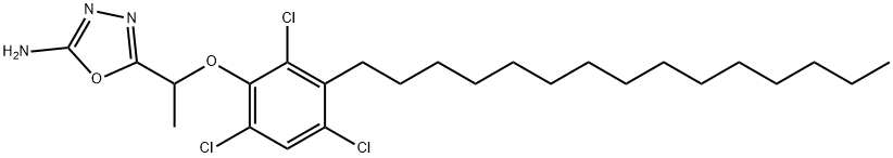 1,3,4-Oxadiazol-2-amine, 5-(1-(2,4,6-trichloro-3-pentadecylphenoxy)eth yl)- Struktur