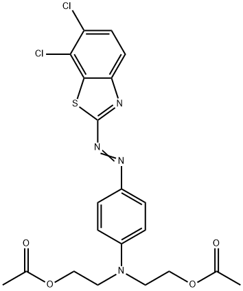 2-[4-[Bis(2-acetoxyethyl)amino]phenylazo]-6,7-dichlorobenzothiazole Struktur