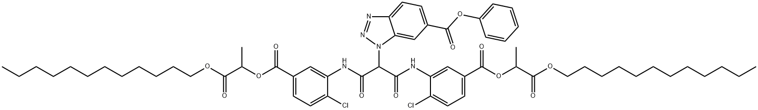 1-[Bis[[2-chloro-5-[[1-(dodecyloxycarbonyl)ethoxy]carbonyl]phenyl]carbamoyl]methyl]-1H-benzotriazole-6-carboxylic acid phenyl ester Struktur