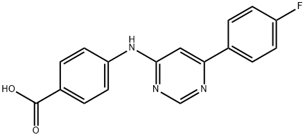 4-{[6-(4-fluorophenyl)pyrimidin-4-yl]amino}benzoic acid Struktur