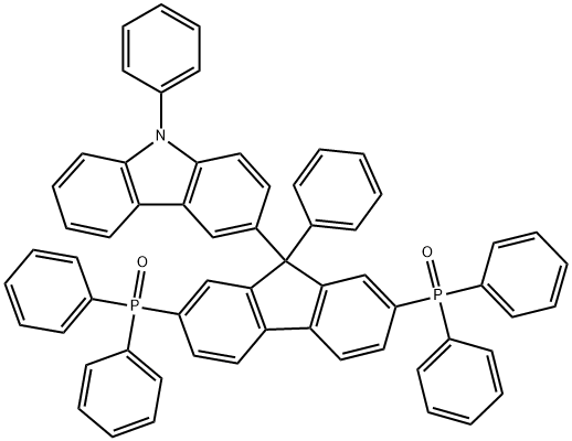 3-(2,7-bis(diphenylphosphoryl)-9-phenyl-9H-fluoren-9-yl)-9-phenyl-9H-carbazole Struktur