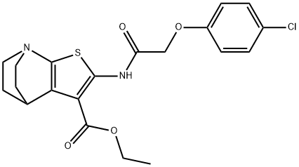 2-(4-Chlorophenoxyacetylamino)-3-ethoxycarbonylthieno(2,3-b)quinuclidi ne Struktur