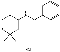 Benzyl-(2,2-dimethyl-tetrahydro-pyran-4-yl)-aminehydrochloride Struktur