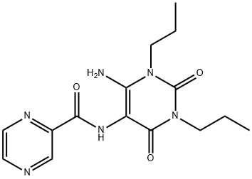 Pyrazinecarboxamide,  N-(6-amino-1,2,3,4-tetrahydro-2,4-dioxo-1,3-dipropyl-5-pyrimidinyl)-  (9CI) Struktur