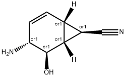 Bicyclo[4.1.0]hept-2-ene-7-carbonitrile, 4-amino-5-hydroxy-, (1alpha,4beta,5alpha,6alpha,7alpha)- (9CI) Struktur