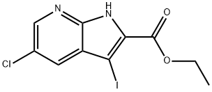 1H-Pyrrolo[2,3-b]pyridine-2-carboxylic acid, 5-chloro-3-iodo-, ethyl ester Struktur