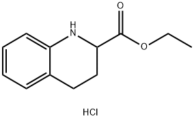 2-Quinolinecarboxylic acid, 1,2,3,4-tetrahydro-, ethyl ester, hydrochloride Struktur