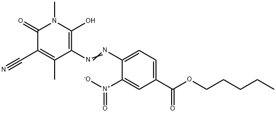 5-[2-Nitro-4-(pentyloxycarbonyl)phenylazo]-3-cyano-6-hydroxy-1,4-dimethyl-2-pyridone Struktur