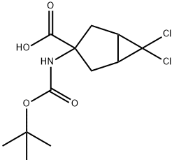 3-(Boc-aMino)-6,6-dichlorobicyclo[3.1.0]hexane-3-carboxylic Acid Struktur