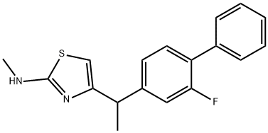 4-(1-(2-fluoro-4-biphenyl)ethyl)-2-methylaminothiazole Struktur