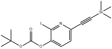 tert-Butyl 2-iodo-6-((trimethylsilyl)ethynyl)-pyridin-3-yl carbonate Struktur