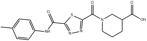 1-[(5-{[(4-methylphenyl)amino]carbonyl}-1,3,4-thiadiazol-2-yl)carbonyl]piperidine-3-carboxylic acid Struktur