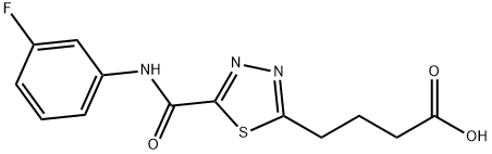 4-(5-{[(3-fluorophenyl)amino]carbonyl}-1,3,4-thiadiazol-2-yl)butanoic acid Struktur