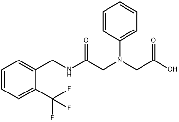 [(2-oxo-2-{[2-(trifluoromethyl)benzyl]amino}ethyl)(phenyl)amino]acetic acid Struktur