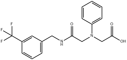 [(2-oxo-2-{[3-(trifluoromethyl)benzyl]amino}ethyl)(phenyl)amino]acetic acid Struktur