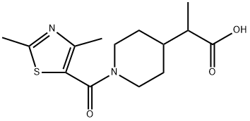 2-{1-[(2,4-dimethyl-1,3-thiazol-5-yl)carbonyl]piperidin-4-yl}propanoic acid Struktur