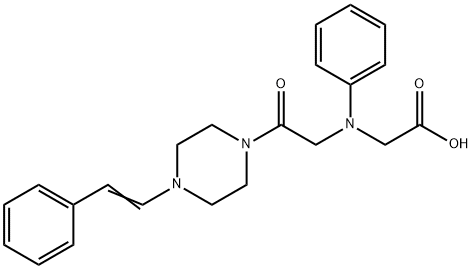 [(2-oxo-2-{4-[(E)-2-phenylvinyl]piperazin-1-yl}ethyl)(phenyl)amino]acetic acid Struktur