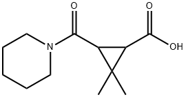 2,2-dimethyl-3-(piperidin-1-ylcarbonyl)cyclopropanecarboxylic acid Struktur