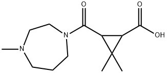 2,2-dimethyl-3-[(4-methyl-1,4-diazepan-1-yl)carbonyl]cyclopropanecarboxylic acid Struktur