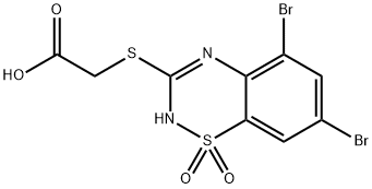 [[(5,7-Dibromo-2H-1,2,4-benzothiadiazine 1,1-dioxide)-3-yl]thio]acetic acid Struktur