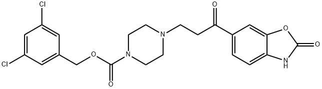 4-[3-Oxo-3-(2-oxo-2,3-dihydrobenzoxazol-6-yl)propyl]piperazine-1-carboxylic acid 3,5-dichlorobenzyl ester Struktur