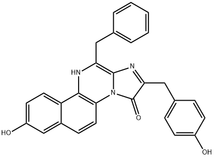 Benz[f]imidazo[1,2-a]quinoxalin-3(11H)-one,  8-hydroxy-2-[(4-hydroxyphenyl)methyl]-12-(phenylmethyl)- Struktur