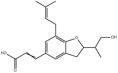 3-[2,3-Dihydro-2-(2-hydroxy-1-methylethyl)-7-(3-methyl-2-butenyl)benzofuran-5-yl]propenoic acid Struktur