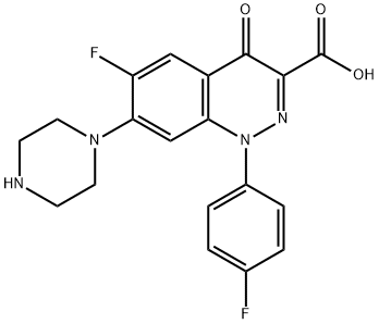 1-(4-fluorophenyl)-6-fluoro-1,4-dihydro-4-oxo-7-(1-piperazinyl)cinnoline-3-carboxylic acid Struktur