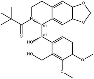 1,3-Dioxolo[4,5-g]isoquinoline-5-methanol, 6-(2,2-dimethyl-1-oxopropyl )-5,6,7,8-tetrahydro-alpha-[2-(hydroxymethyl)-3,4-dimethoxyphenyl]-, ( R*,S*)-(+/-)- Struktur